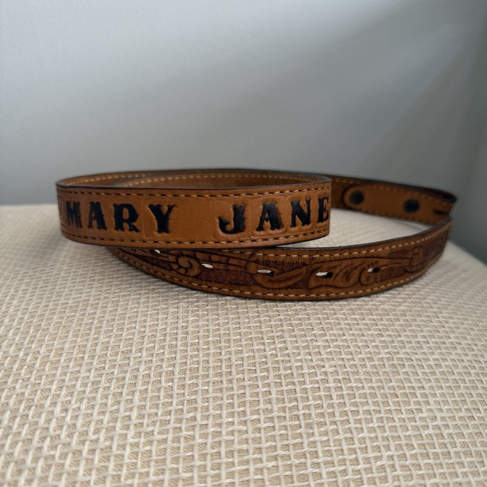 Tooled Leather Belt Blank MARY JANE Sz 32 Western Cowgirl Hippie Boho 420